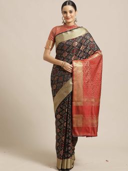 Sareemall - Black Geometric Printed Saree