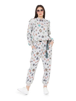 PS Pret by Payal Singhal - Grey Printed Art Crepe Jumpsuit