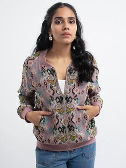 PS Pret by Payal Singhal - Pink Ikat Love Bomber Jacket