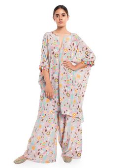 PS Pret by Payal Singhal - Printed Kaftaan With Palazzo Pants And Matching Reversible 3 Ply Mask (Set of 3)
