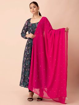 Indya - Hot Pink Embellished Dupatta