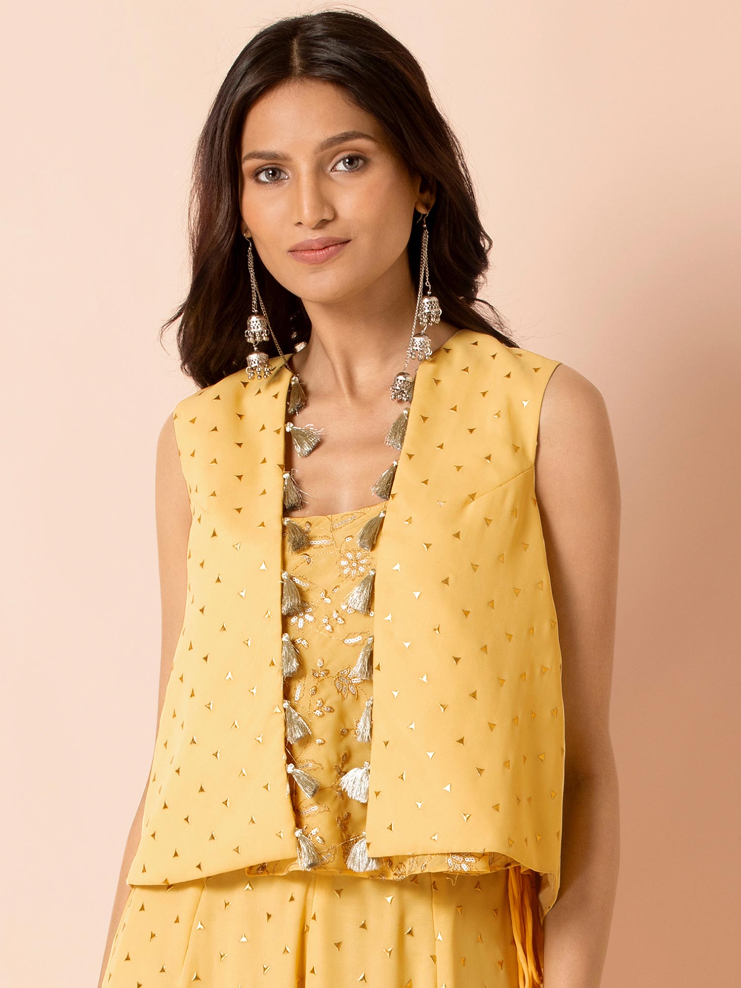 Payal Singhal Yellow Printed Jacket 