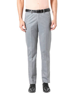 Peter England - Grey Solid Trousers