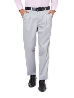 Peter England - Grey Solid Trousers