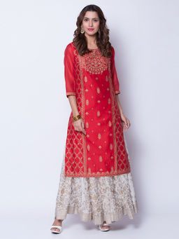 Biba - Red Printed Kurta