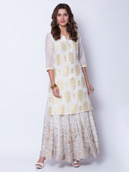 Biba - White Printed Kurta