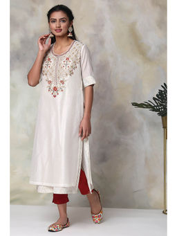 Biba - Off White Printed Kurta