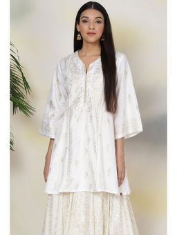 Biba - Off White Art Silk Short Kurti