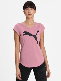 Puma - Heather Cat V-neck Women Pink Training T-shirt