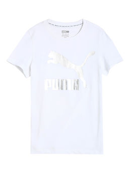 Puma - White Printed Classics Logo Youth Tee