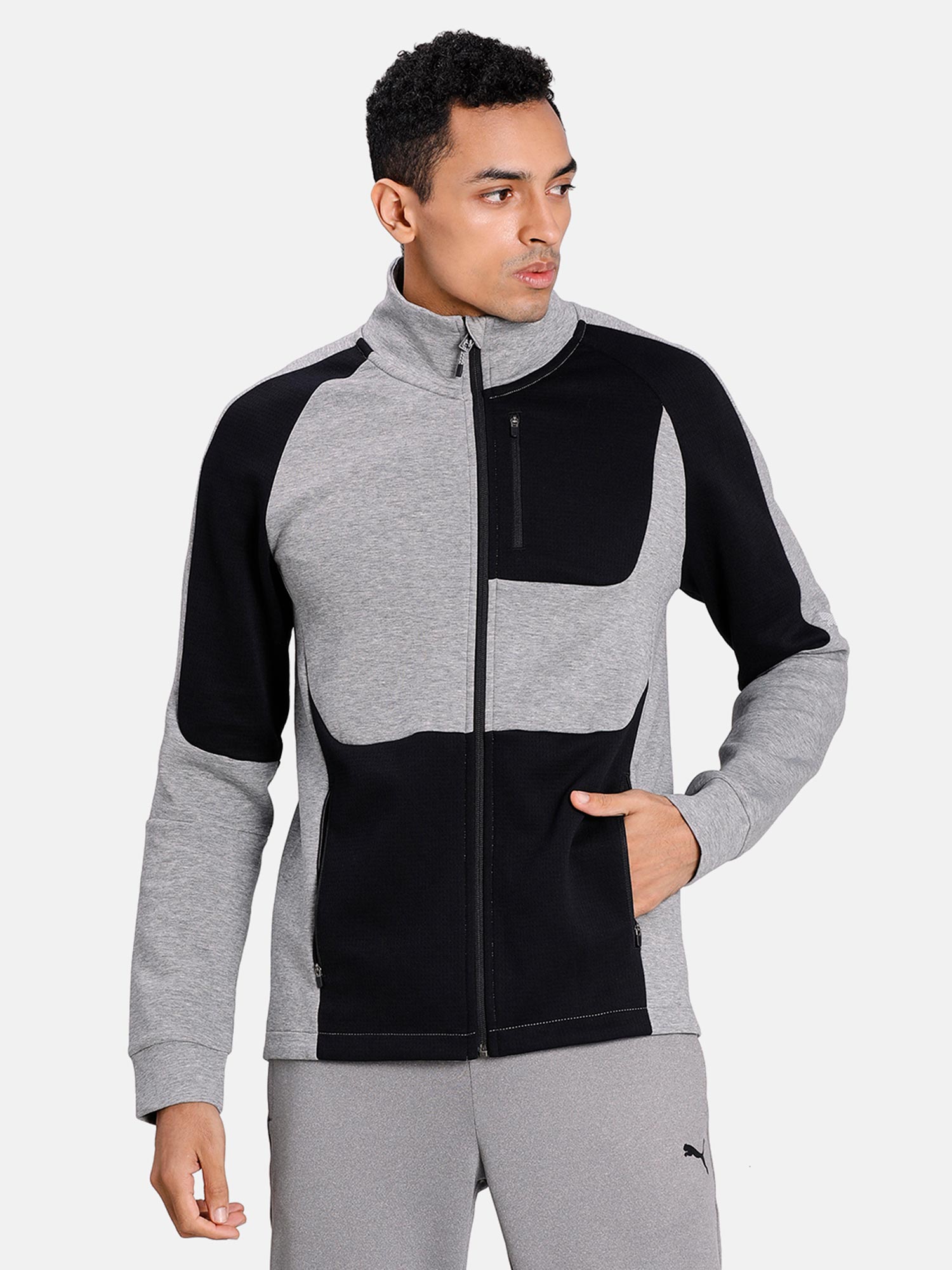 Buy Puma Evostripe Drycell Slim Fit Men Grey Track Jacket Online