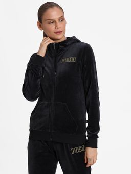 Puma - Modern Velour Full-zip Women Black Hoodie
