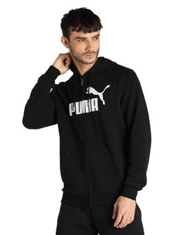 Puma - Ess Big Logo Mens Black Casual Hooded Jacket