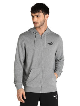 Puma - Ess Small Logo Mens Grey Casual Hooded Jacket