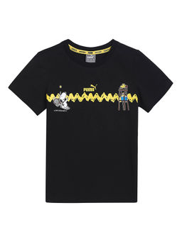 Puma - Black Printed x PEANUTS Graphic Kids Tee