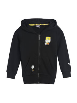 Puma - Black Printed x PEANUTS Full-Zip Kids Hoodie