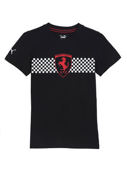 Puma - Black Printed Scuderia Ferrari Motorsport Race Chequered Flag Youth Tee
