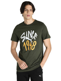 Puma - Graphic 4 Mens Olive Casual T-shirt