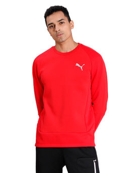 Puma - Evostripe Crew dryCELL Slim Fit Men's Red Sweat Shirt