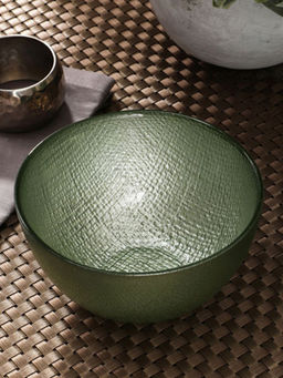 Pure Home + Living - Set Of 4 Green Cotton Textured Moderno Serving Bowl