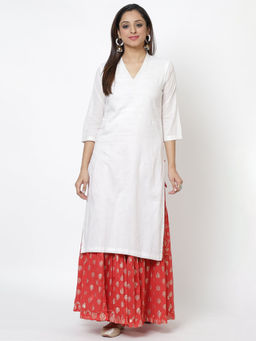 Biba - Ivory Embellished Kurta