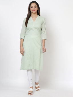 Biba - Green Embellished Kurta