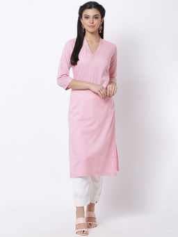 Biba - Pink Embellished Kurta