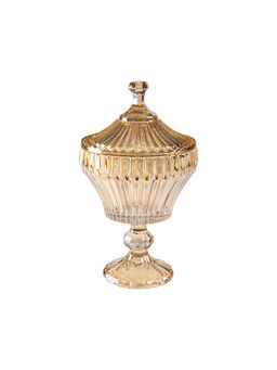 Pure Home + Living - Amber Footed Glass Candy Jar