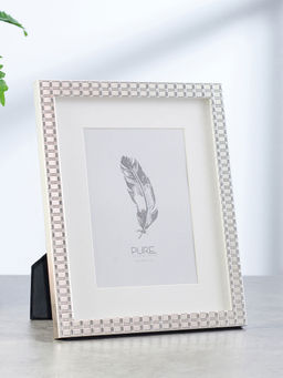 Pure Home + Living - Silver Plated Geometric Pattern Metal Photo Frame - Medium