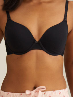 Nykd by Nykaa - Breathe Cotton Padded Wired T-Shirt Bra 3/4th Coverage - Black NYB001