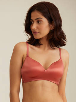 Nykd by Nykaa - Breathe Shine Padded Wireless T-Shirt Bra 3/4th Coverage - Coral NYB010