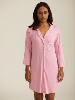 Nykd by Nykaa - Sumptuously Soft Button Down Shirt Dress - Pink NYS004