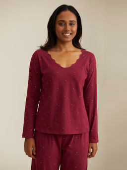 Nykd by Nykaa - Cotton Printed Sleep V-neck Top - Multicolor NYS006