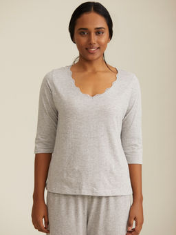 Nykd by Nykaa - Cotton Printed Sleep V-neck Top - Multicolor NYS006