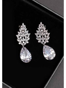 Peora - Crystal Non-Precious Metal Silver Plated And Cubic Zirconia Dangler Earrings Jewellery-PX9E01