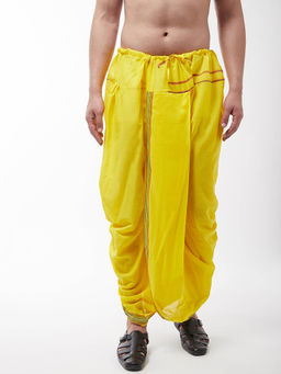 SOJANYA - Men Pure Cotton Light Yellow Stitched Dhoti