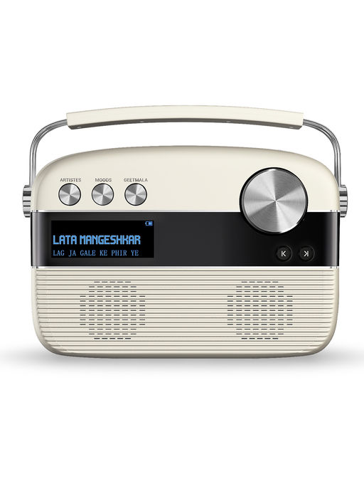 Saregama Carvaan Hindi - Music Player with 5000 Preloaded Songs, Bluetooth/FM/AUX (Porcelain White)