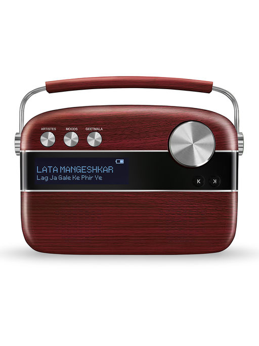 Saregama Carvaan Hindi - Music Player with 5000 Preloaded Songs, Bluetooth/FM/AUX (Cherrywood Red)