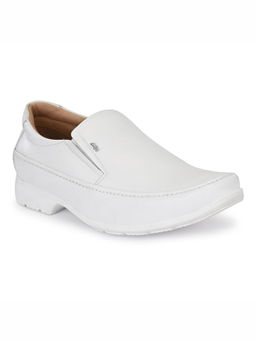 Hitz - Men's White Leather Slip-On Comfort Shoes