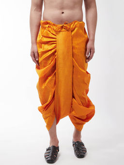 SOJANYA - Men Silk Blend Mustard Stitched Dhoti