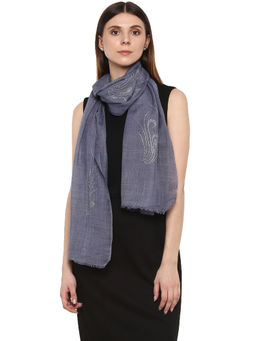 Rhe-Ana - Grey Emily Wrapped Stole Polywool with Rhinestone Crystals