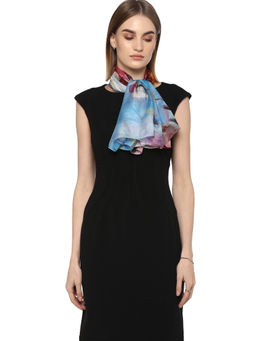 Rhe-Ana - Pink Flora Scarf 100% Silk Pinks & Blue Floral Print