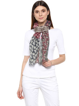 Rhe-Ana - Pink Rachel Scarf Fine Wool in Herringbone Weave