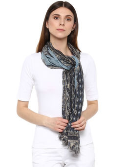 Rhe-Ana - Blue Kayla Scarf Fine Wool Kashmiri Print
