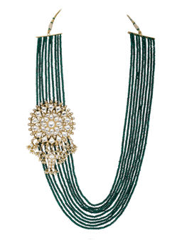 RIANA JEWELLERY - Green Small Beads Line With Siade Pendant