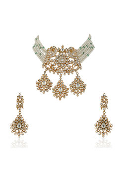 RIANA JEWELLERY - Peacock Pendant Choker Set (Set of 2)