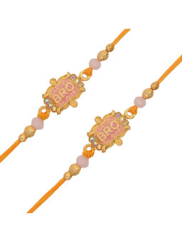 Arendelle - Combo of 2 Gold Plated Pink Bro Rakhi For Brother