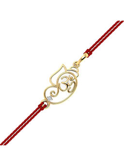 KuberBox - 18K Gold Ganesha, Om, Religious (Hindu) Rakhi Cum Pendant