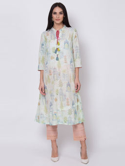 Biba - Mint Green Printed Kurta