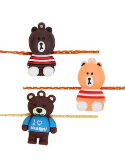 Arendelle - Combo of 3 Kids Teddy Toy Rakhi's For Baby Brother